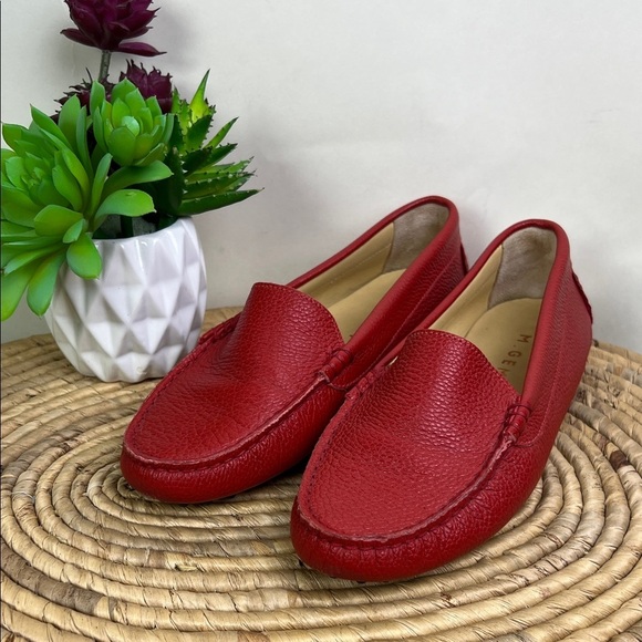 M Gemi Shoes - M Gemi Felize Loafers Red Matte Pebbled Leather Driving Moccasin Preppy 35.5